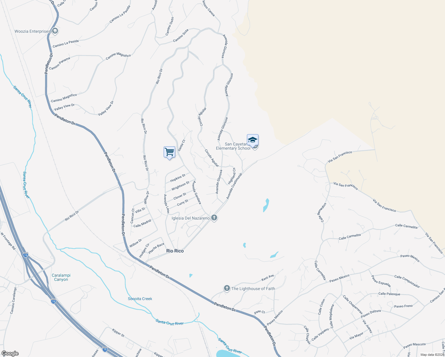 map of restaurants, bars, coffee shops, grocery stores, and more near Highland Cir in Rio Rico