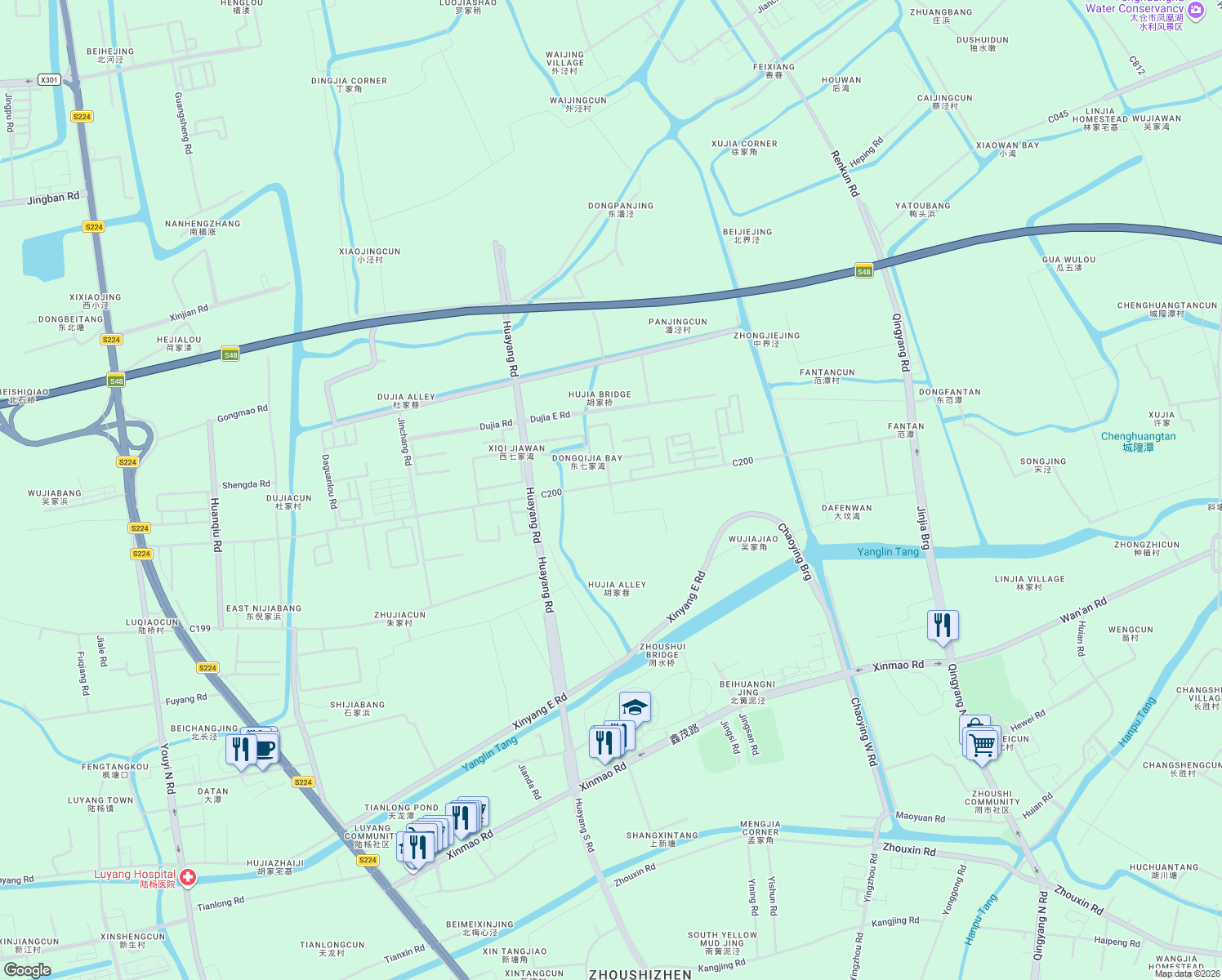 map of restaurants, bars, coffee shops, grocery stores, and more near 699 Jin Mao Lu in Su Zhou Shi