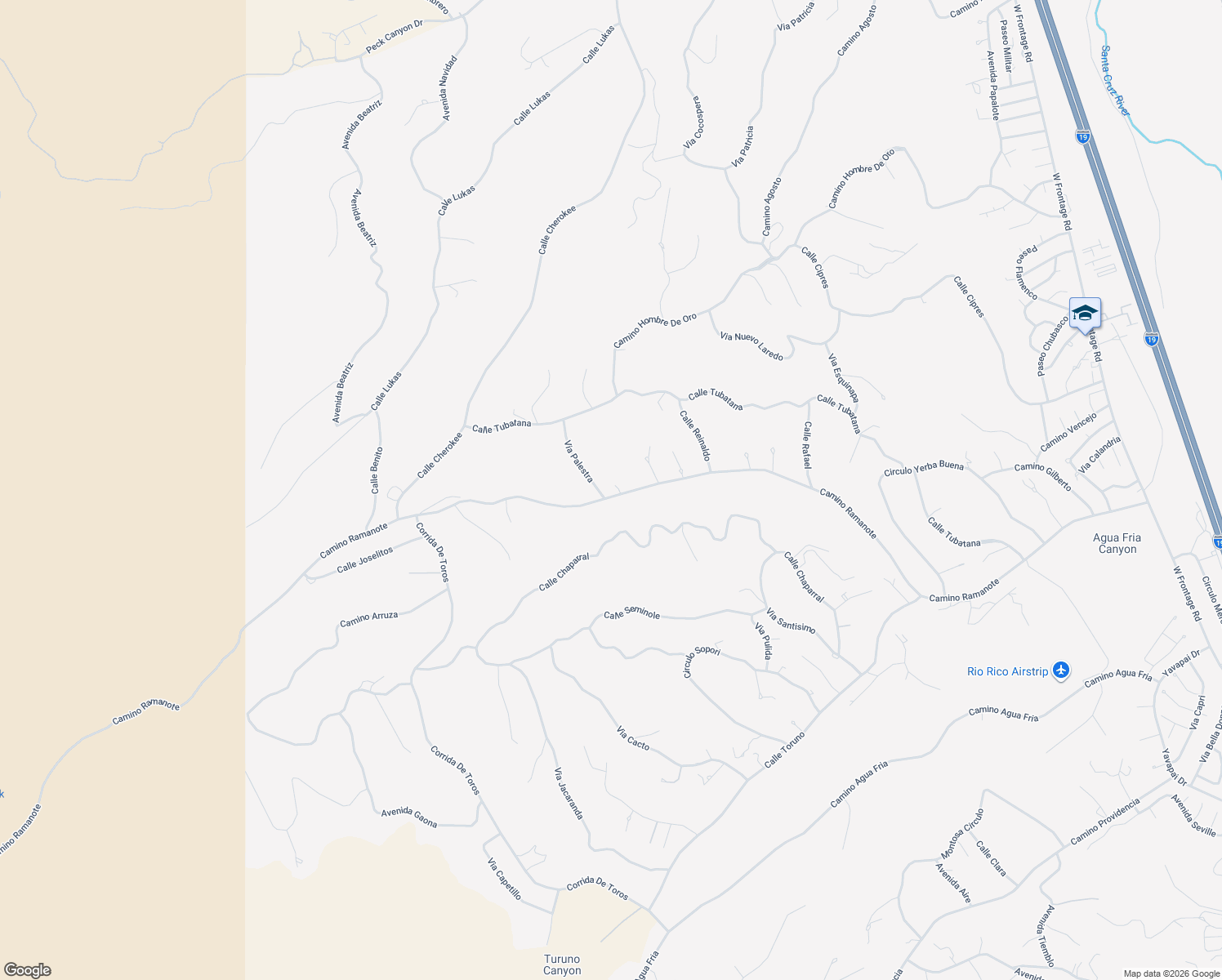 map of restaurants, bars, coffee shops, grocery stores, and more near 1223 Via Palestra in Rio Rico