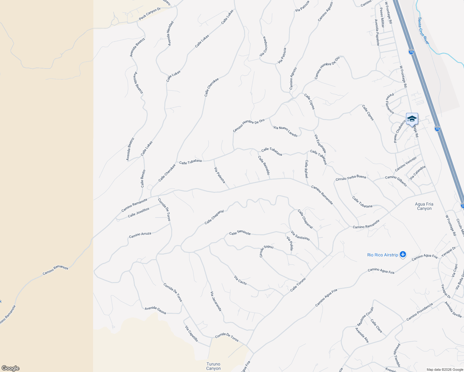 map of restaurants, bars, coffee shops, grocery stores, and more near 1223 Via Palestra in Rio Rico