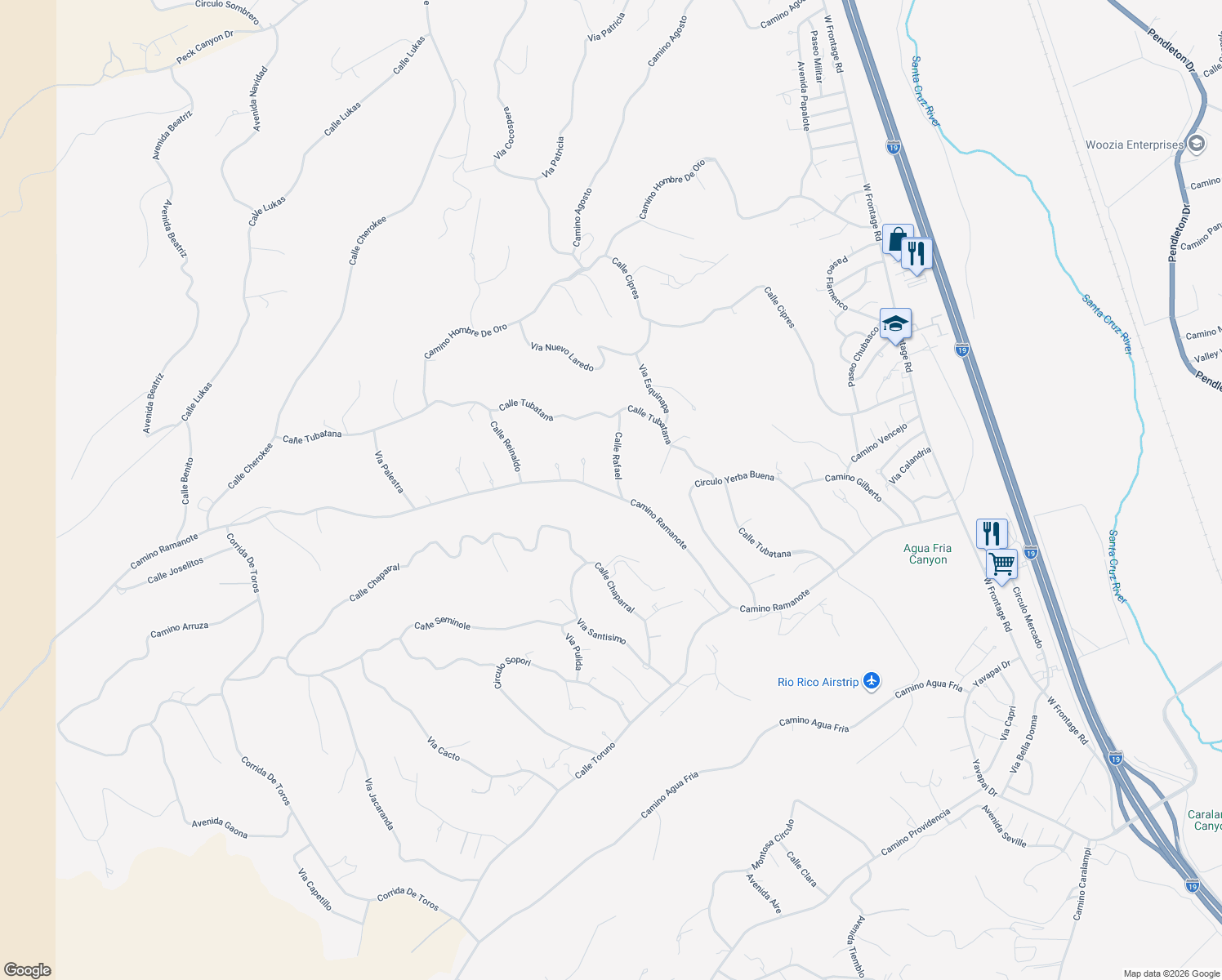 map of restaurants, bars, coffee shops, grocery stores, and more near 1220 Calle Rafael in Rio Rico