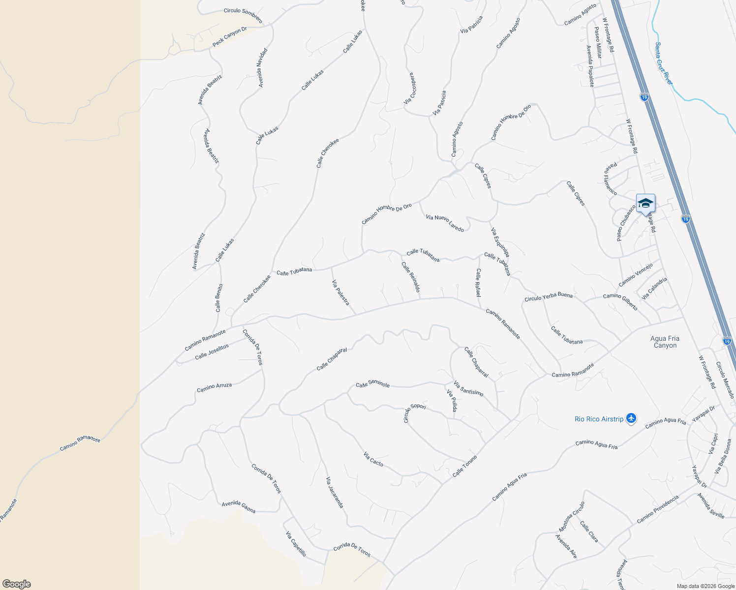 map of restaurants, bars, coffee shops, grocery stores, and more near 1223 Via Palestra in Rio Rico