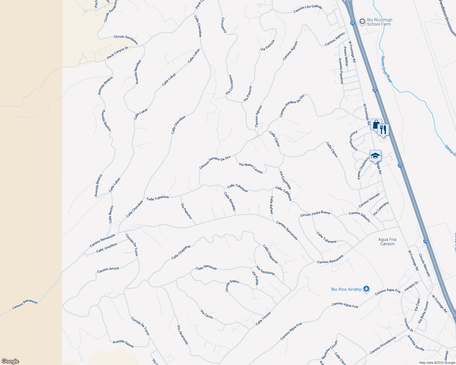 map of restaurants, bars, coffee shops, grocery stores, and more near 1301 Calle Tubatana in Rio Rico