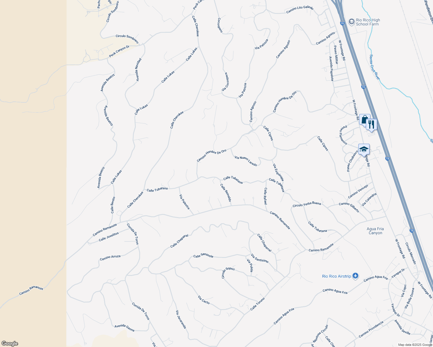 map of restaurants, bars, coffee shops, grocery stores, and more near 1301 Calle Tubatana in Rio Rico