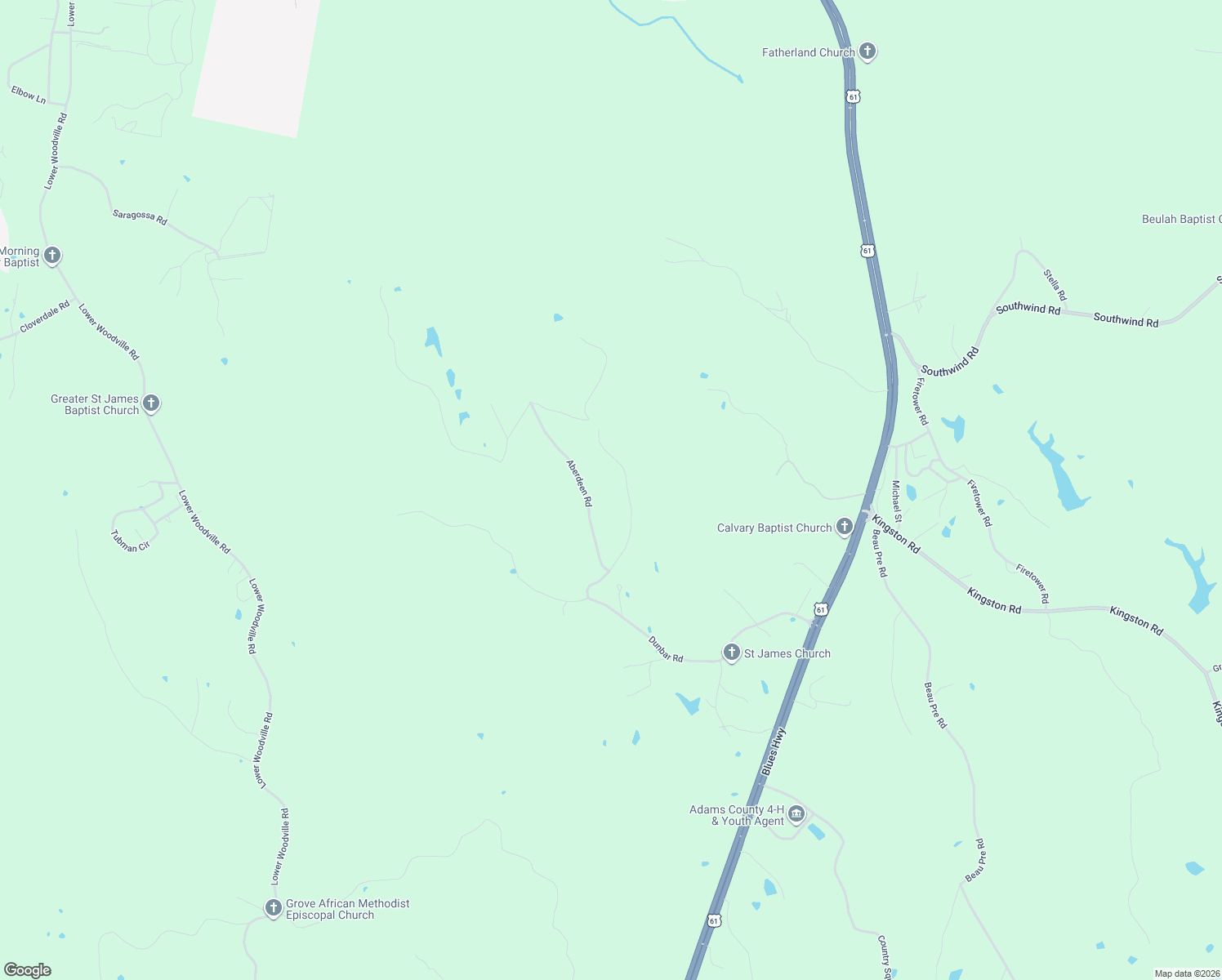 map of restaurants, bars, coffee shops, grocery stores, and more near 46 Stirling Road in Natchez