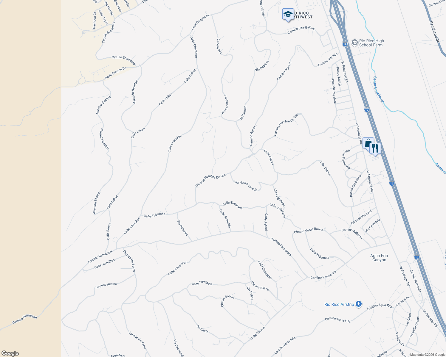map of restaurants, bars, coffee shops, grocery stores, and more near 516 Camino Hombre De Oro in Rio Rico