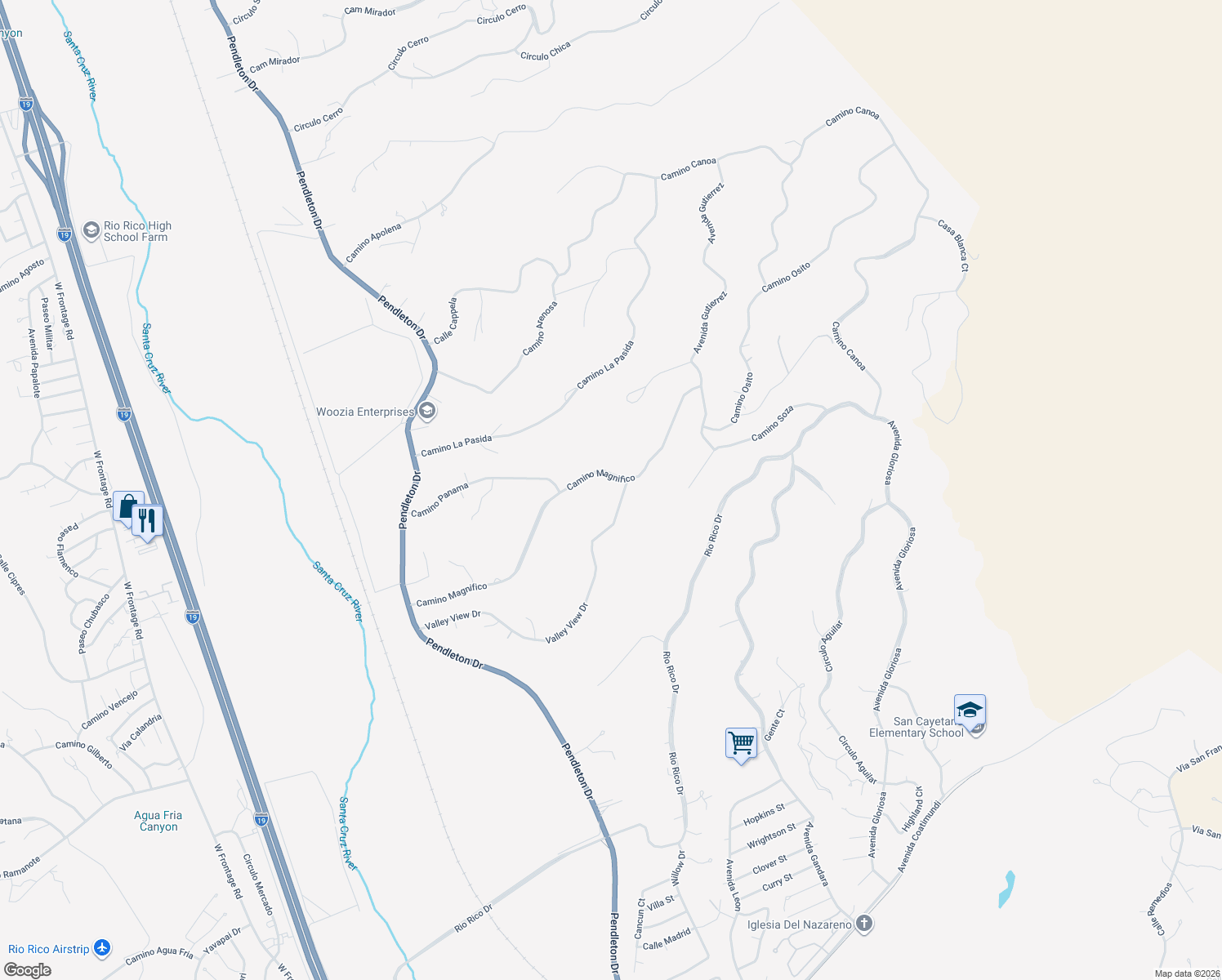 map of restaurants, bars, coffee shops, grocery stores, and more near 330 Valley View Drive in Rio Rico