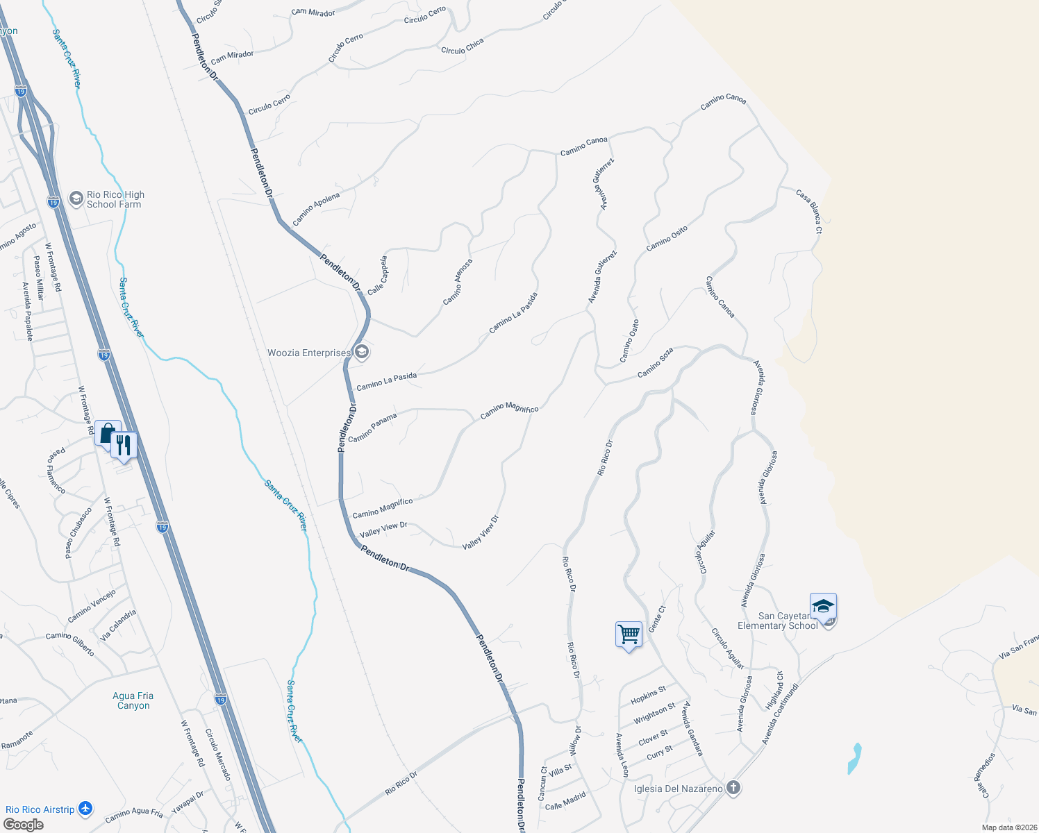 map of restaurants, bars, coffee shops, grocery stores, and more near 330 Valley View Drive in Rio Rico