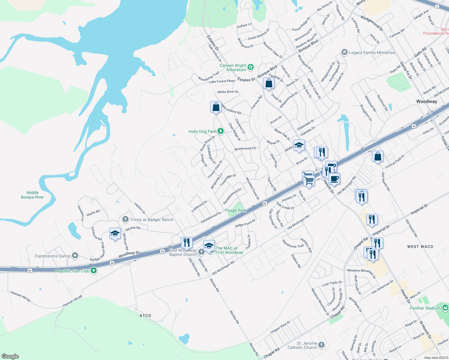 505 Poage Drive, Woodway TX Walk Score