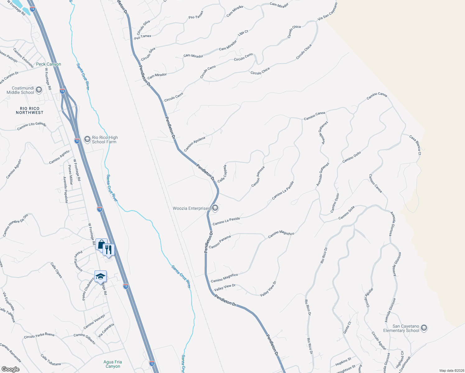 map of restaurants, bars, coffee shops, grocery stores, and more near 1356 Dune Lane in Rio Rico