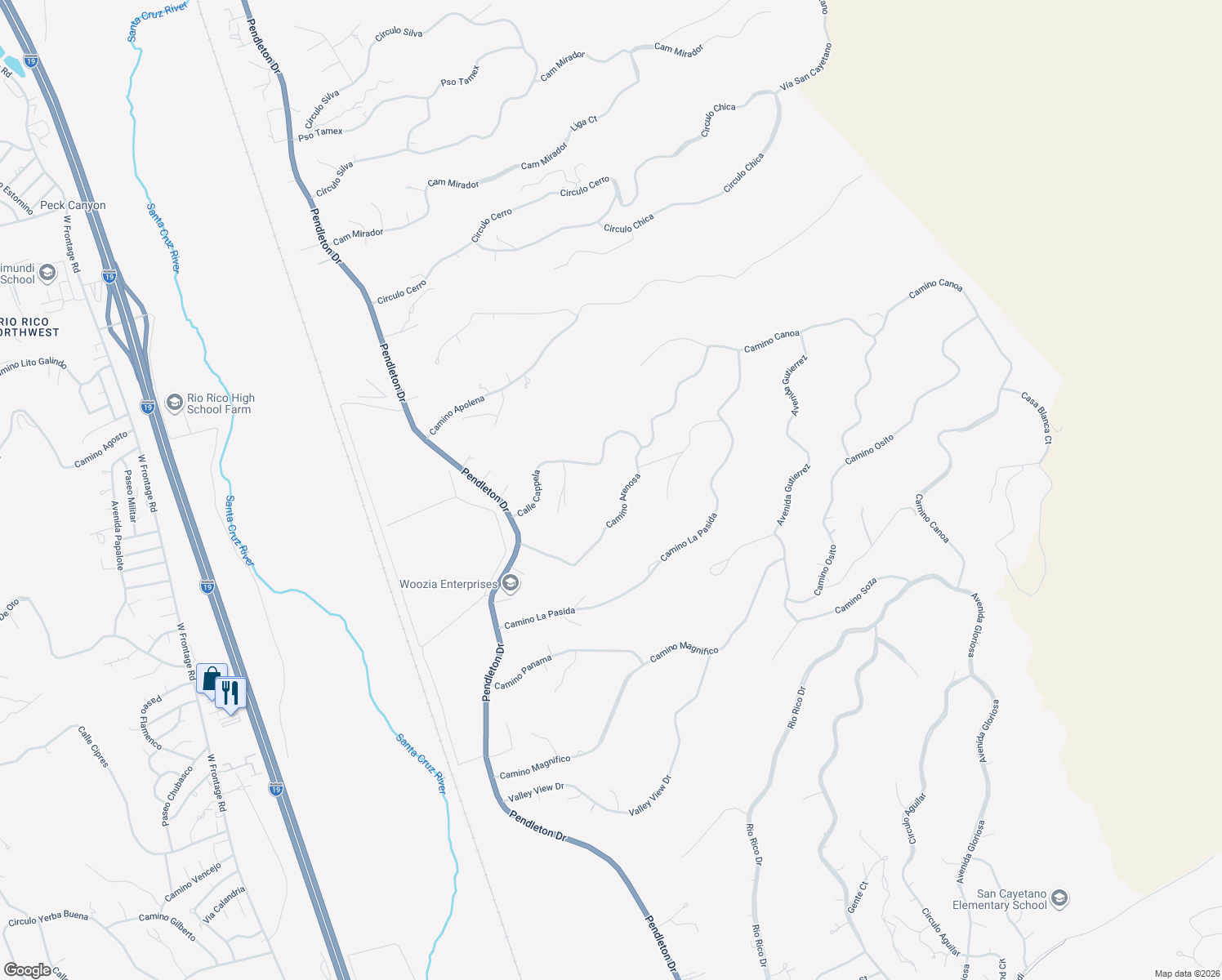 map of restaurants, bars, coffee shops, grocery stores, and more near 298 Camino Arenosa in Rio Rico