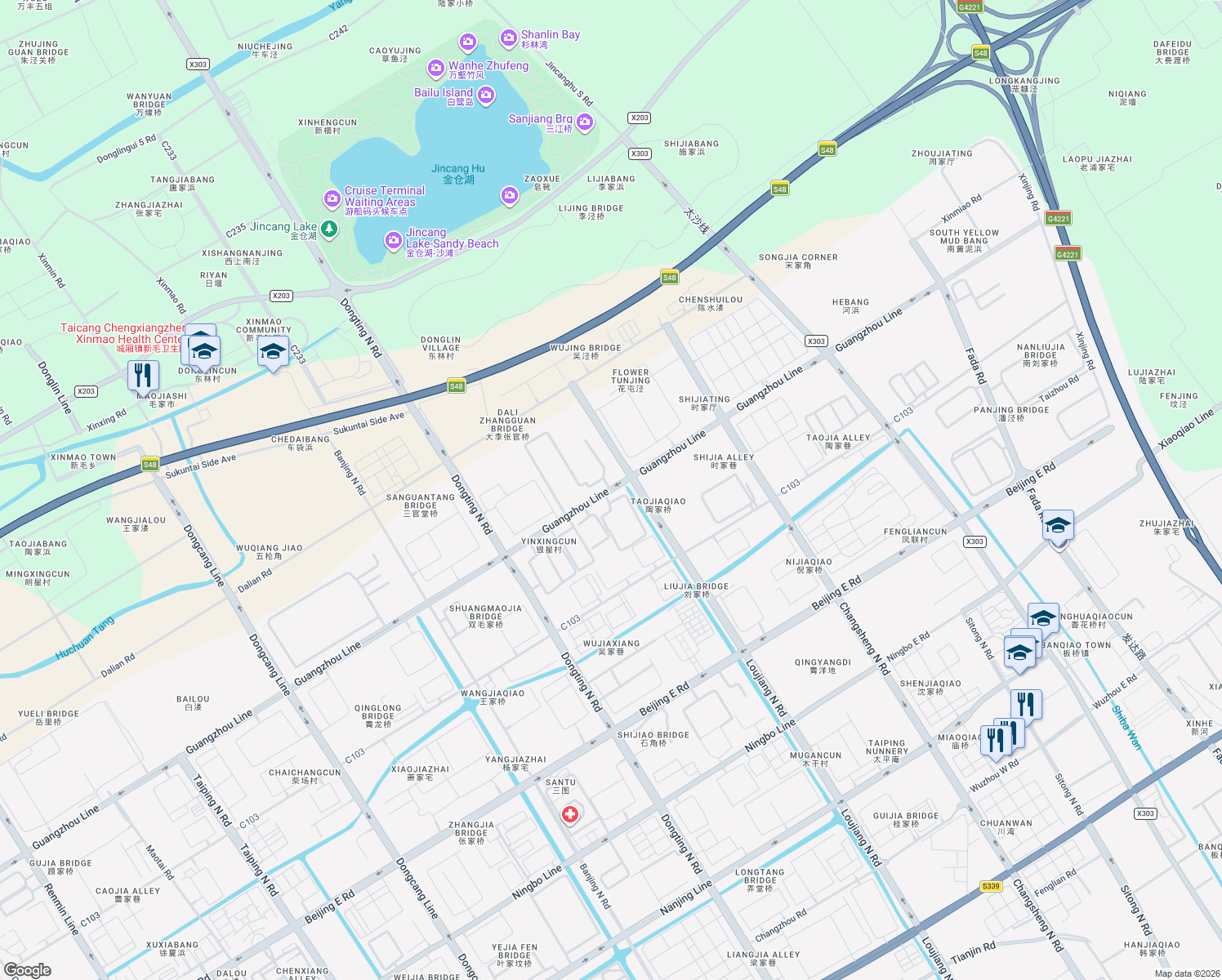map of restaurants, bars, coffee shops, grocery stores, and more near Guang Zhou Dong Lu in Su Zhou Shi