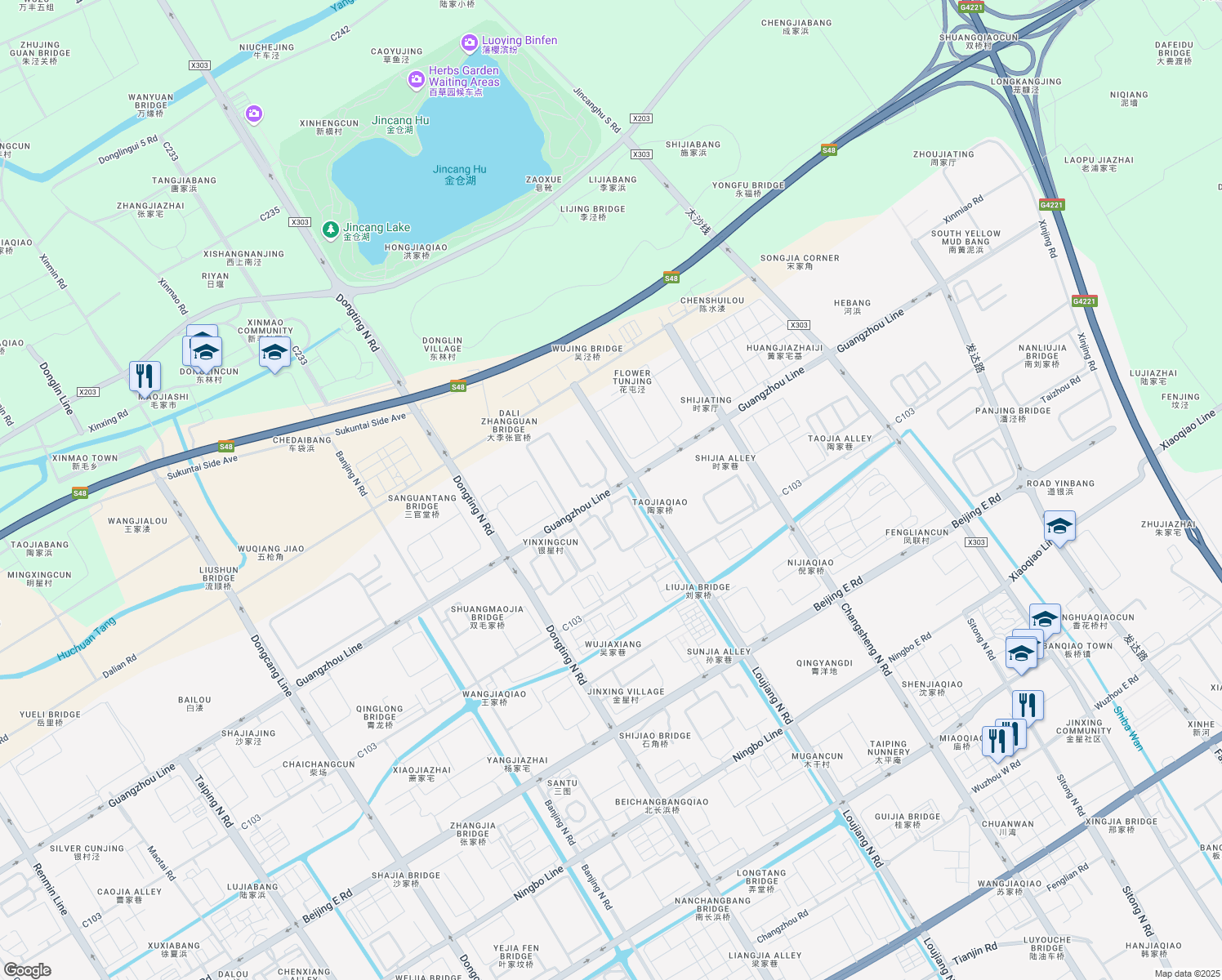 map of restaurants, bars, coffee shops, grocery stores, and more near Guang Zhou Dong Lu in Su Zhou Shi