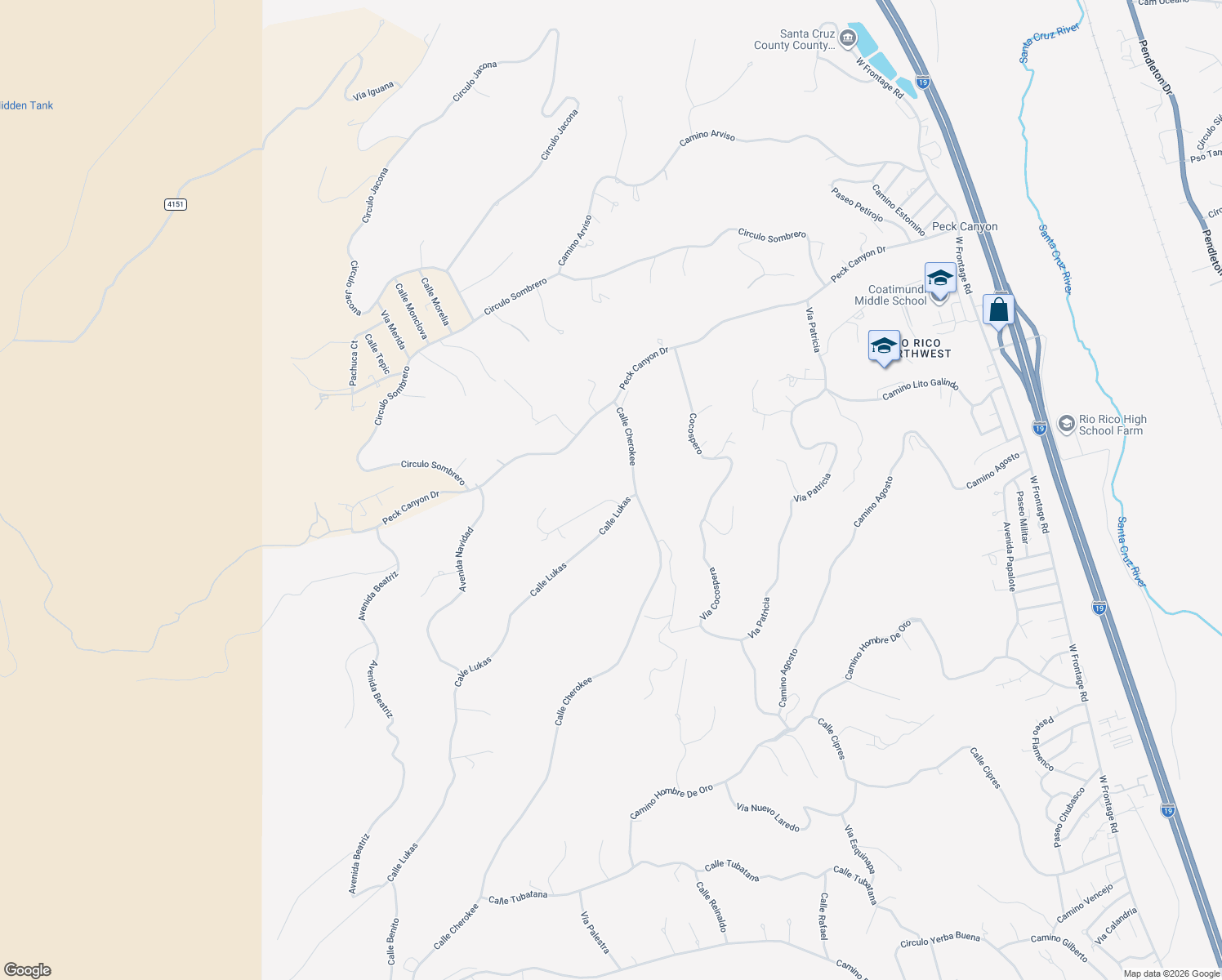 map of restaurants, bars, coffee shops, grocery stores, and more near 1308 Calle Cherokee in Rio Rico