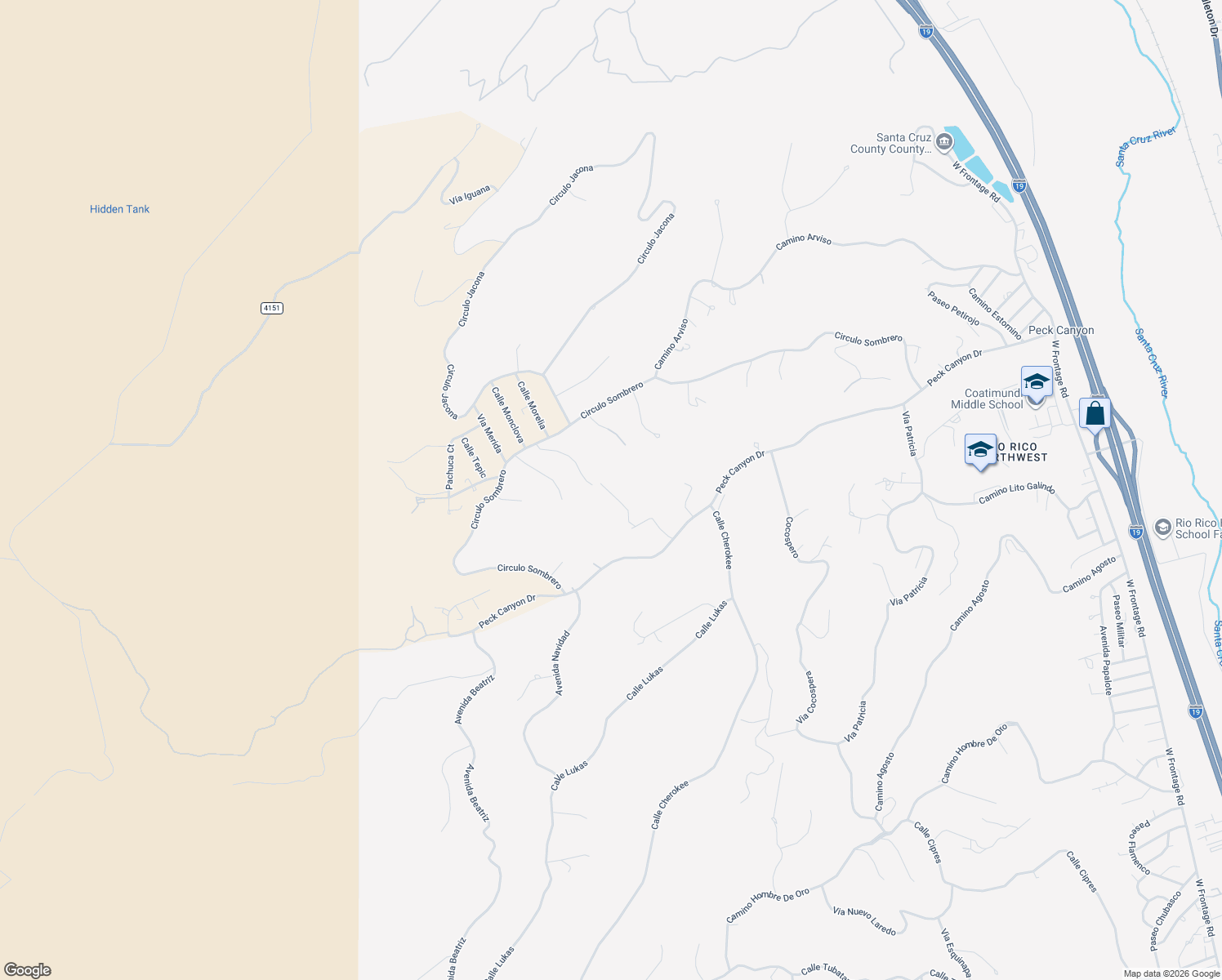 map of restaurants, bars, coffee shops, grocery stores, and more near 1403 Fernando Court in Rio Rico