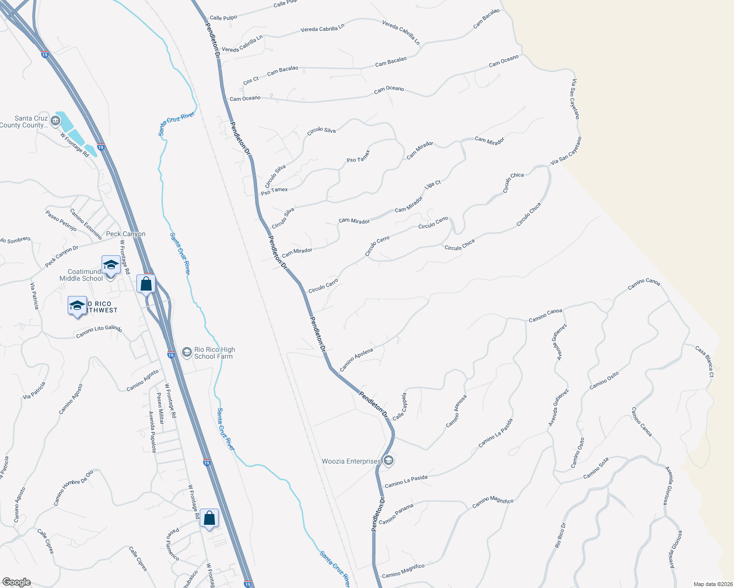 map of restaurants, bars, coffee shops, grocery stores, and more near 1407 Corte Quesada in Rio Rico