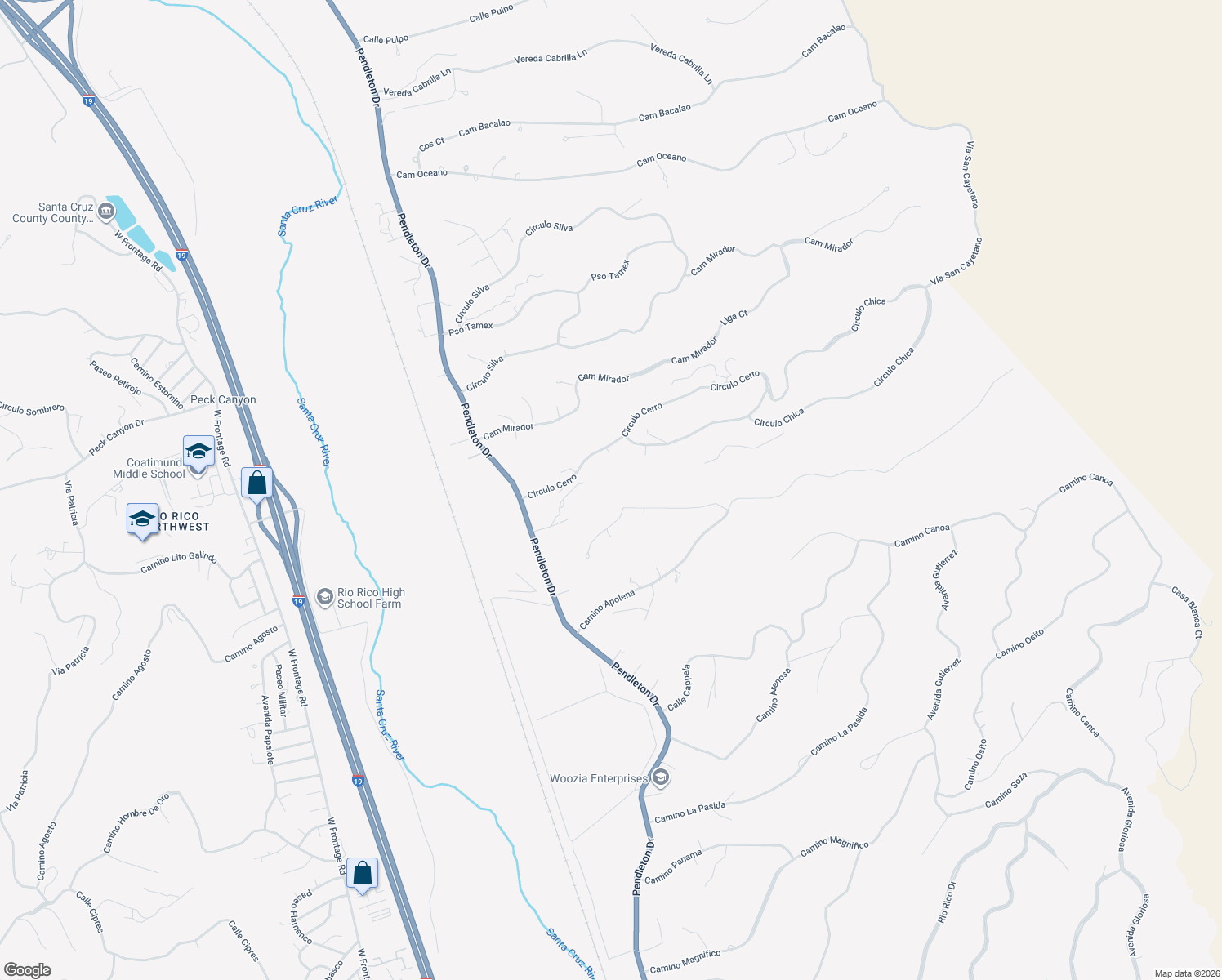 map of restaurants, bars, coffee shops, grocery stores, and more near 1407 Corte Quesada in Rio Rico