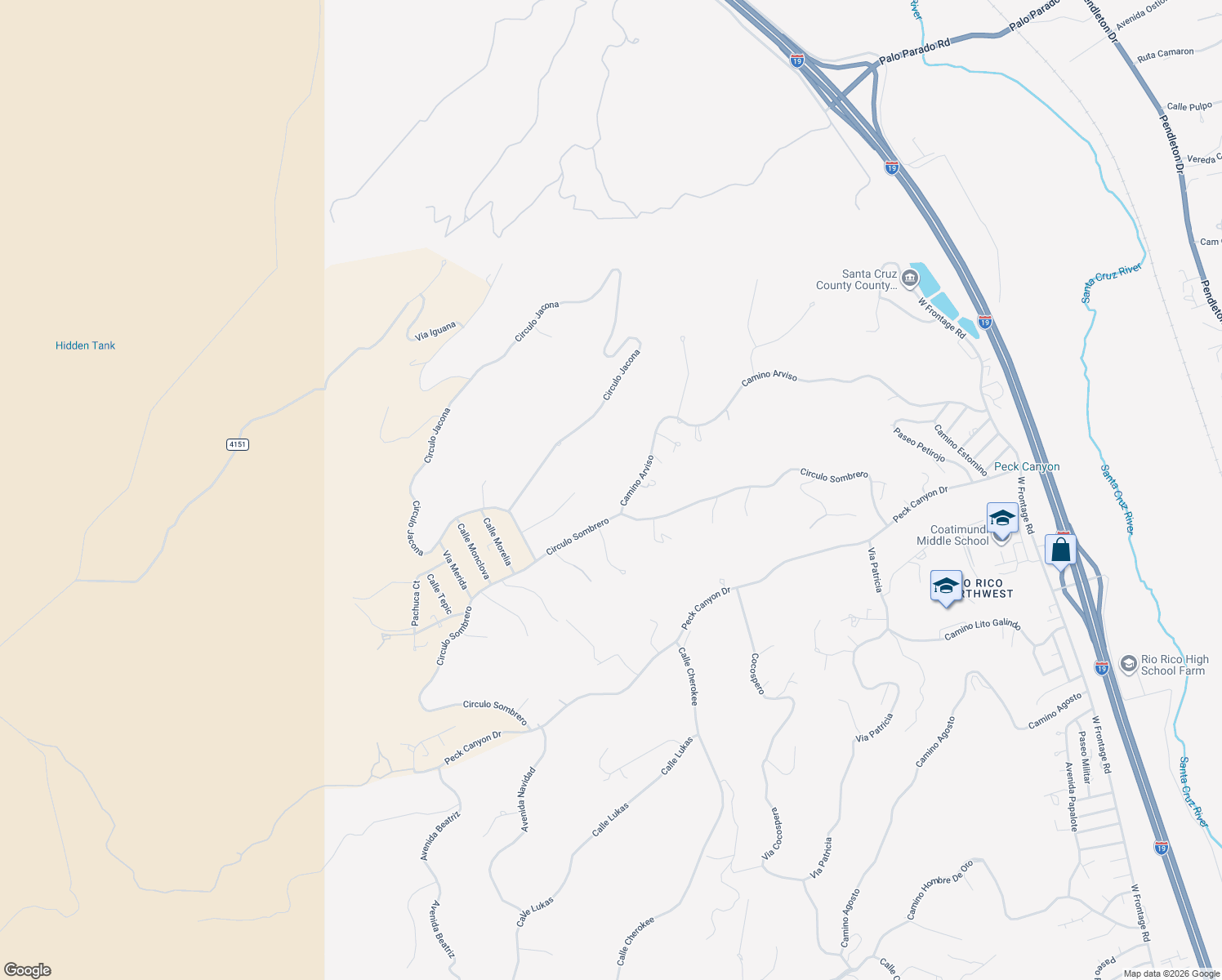 map of restaurants, bars, coffee shops, grocery stores, and more near 650 Camino Arviso in Rio Rico