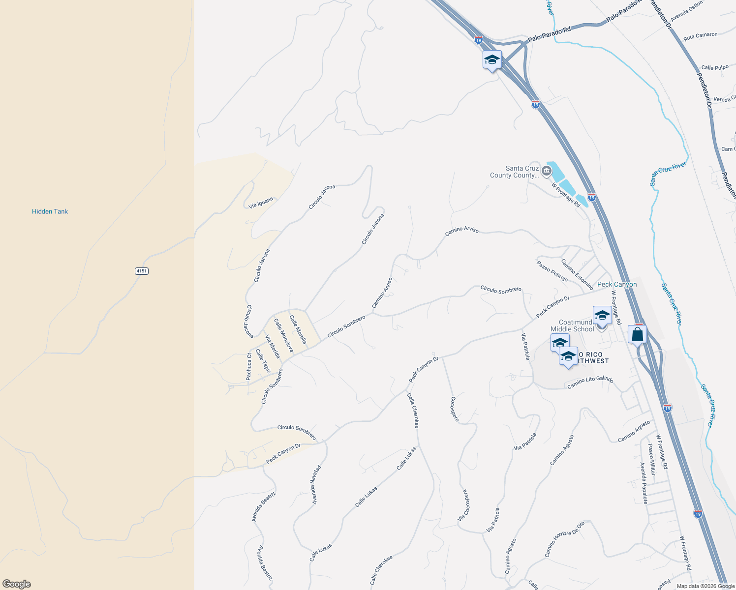 map of restaurants, bars, coffee shops, grocery stores, and more near 648 Camino Arviso in Rio Rico