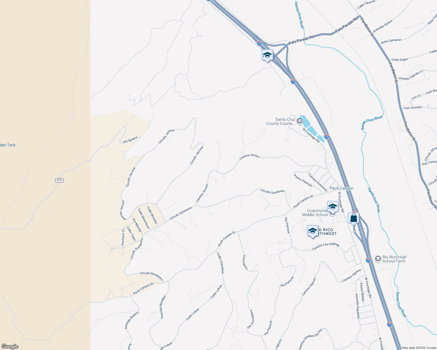 map of restaurants, bars, coffee shops, grocery stores, and more near 625 Camino Arviso in Rio Rico