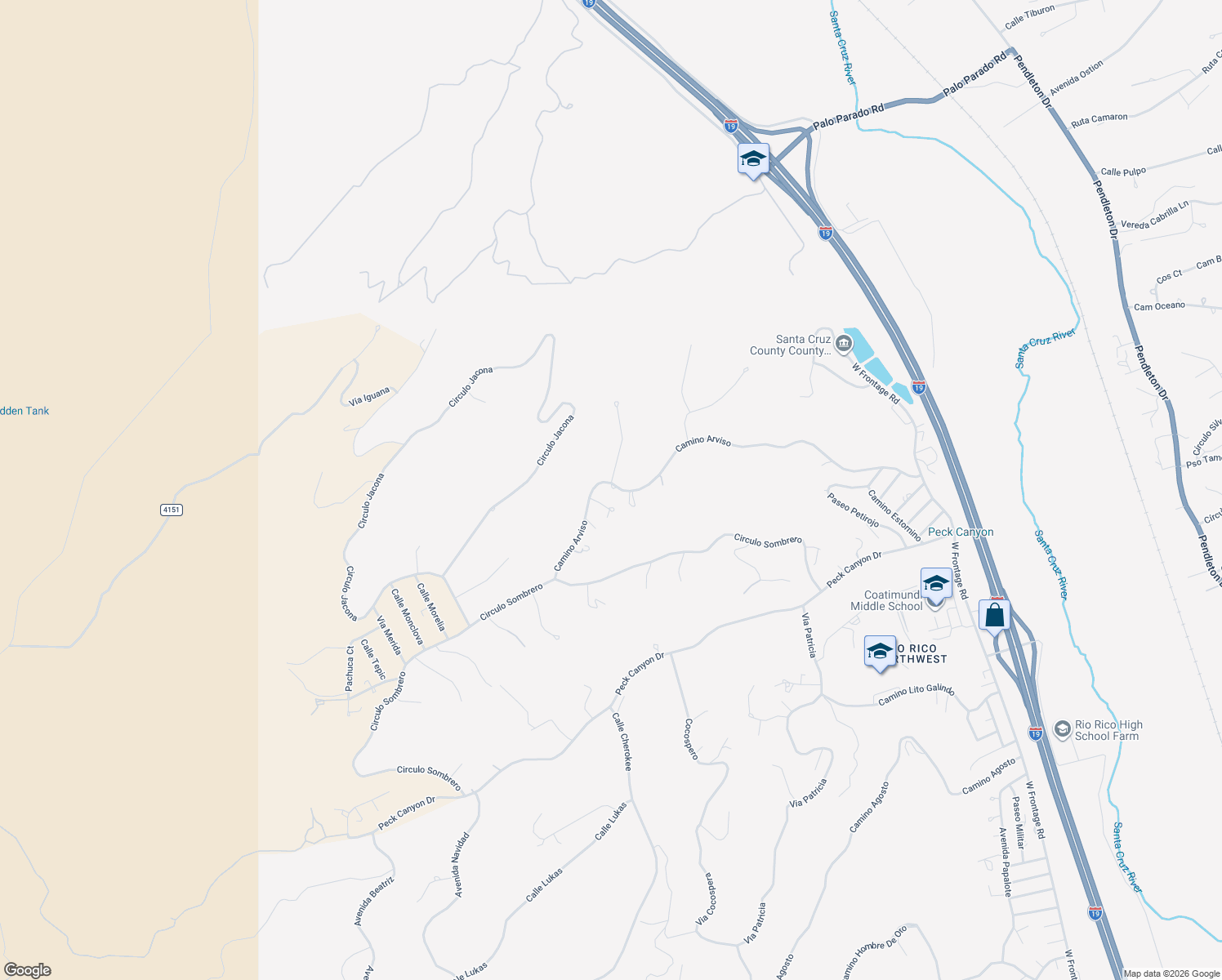 map of restaurants, bars, coffee shops, grocery stores, and more near 625 Camino Arviso in Rio Rico