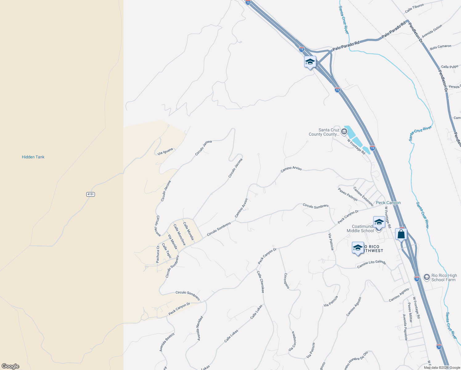 map of restaurants, bars, coffee shops, grocery stores, and more near 1546 Circulo Jacona in Rio Rico