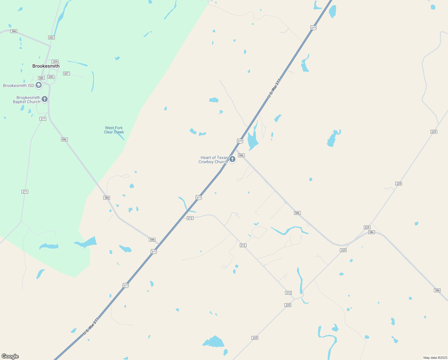 map of restaurants, bars, coffee shops, grocery stores, and more near 14001 U.S. 377 in Brookesmith