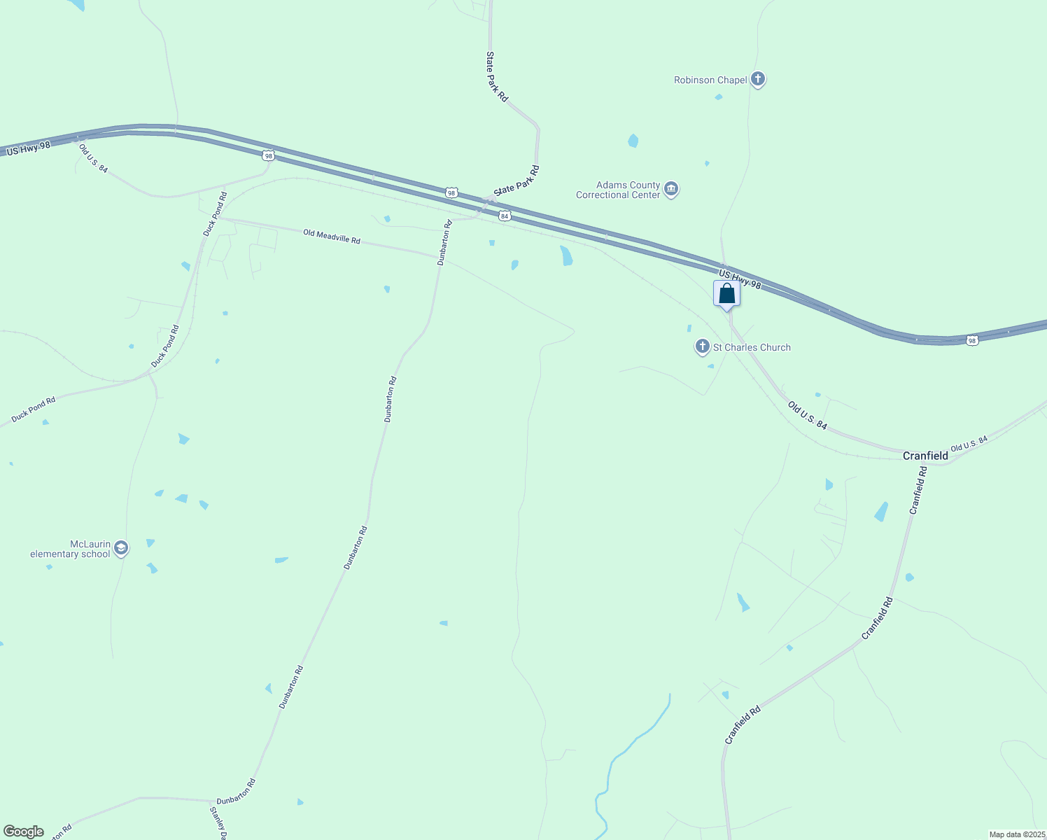map of restaurants, bars, coffee shops, grocery stores, and more near 46 Cardinal Drive in Natchez