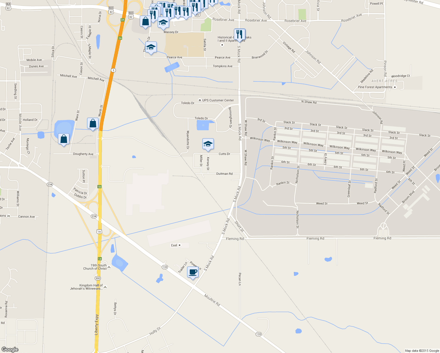 map of restaurants, bars, coffee shops, grocery stores, and more near 2240 Duitman Rd in Albany