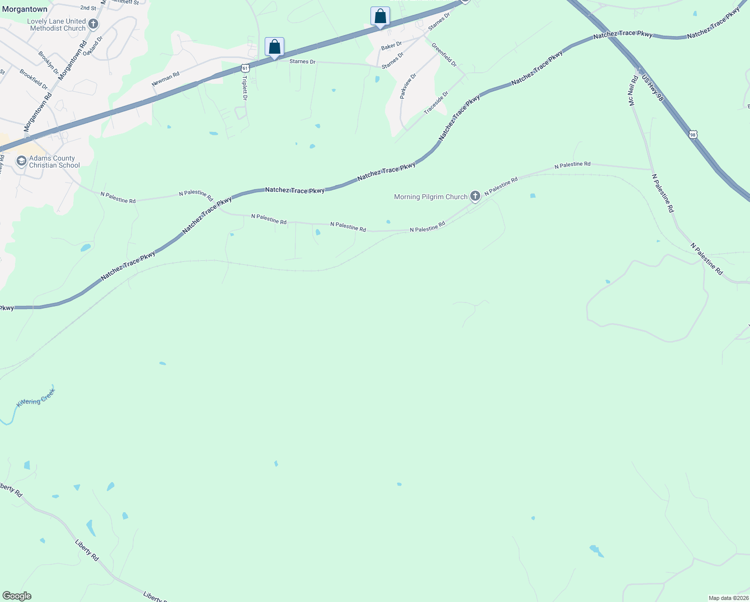 map of restaurants, bars, coffee shops, grocery stores, and more near in Natchez