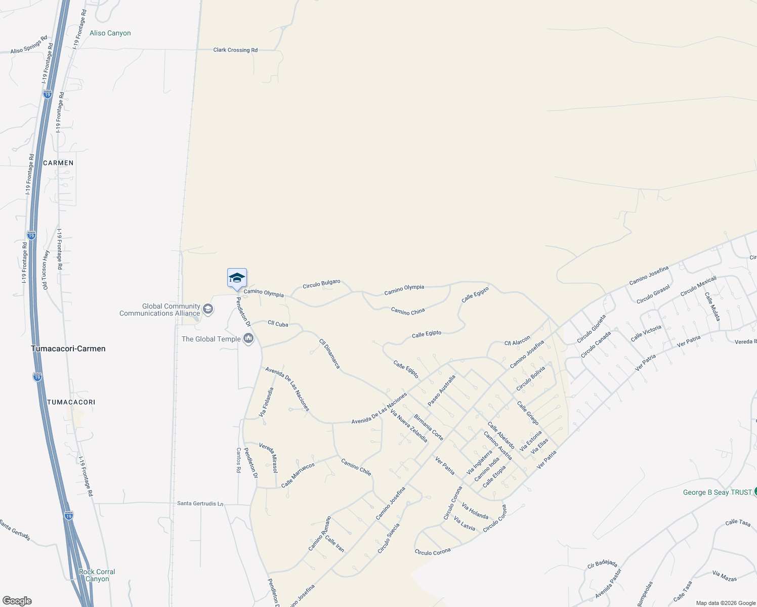 map of restaurants, bars, coffee shops, grocery stores, and more near 1833 Camino China in Rio Rico