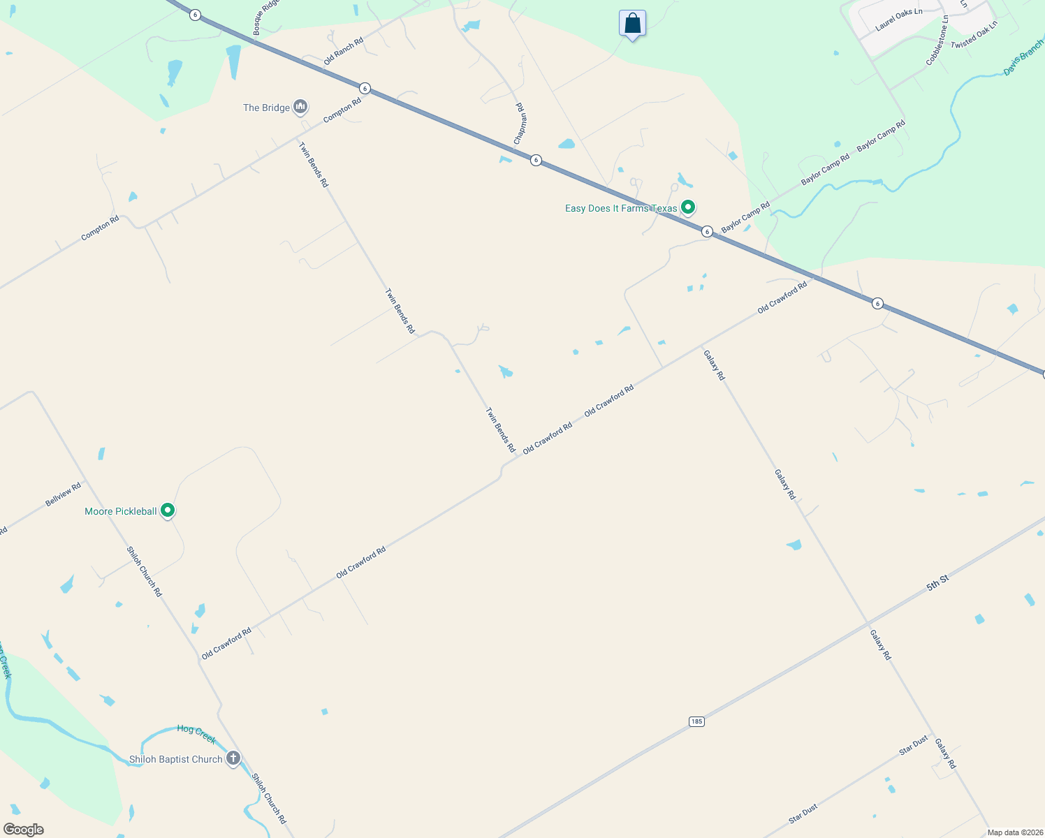 map of restaurants, bars, coffee shops, grocery stores, and more near 188 Twin Bends Rd in Crawford