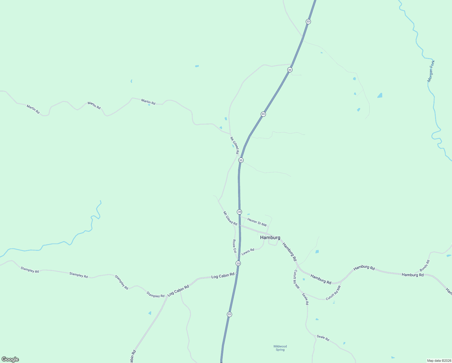 map of restaurants, bars, coffee shops, grocery stores, and more near Mount Gilead Road in Roxie