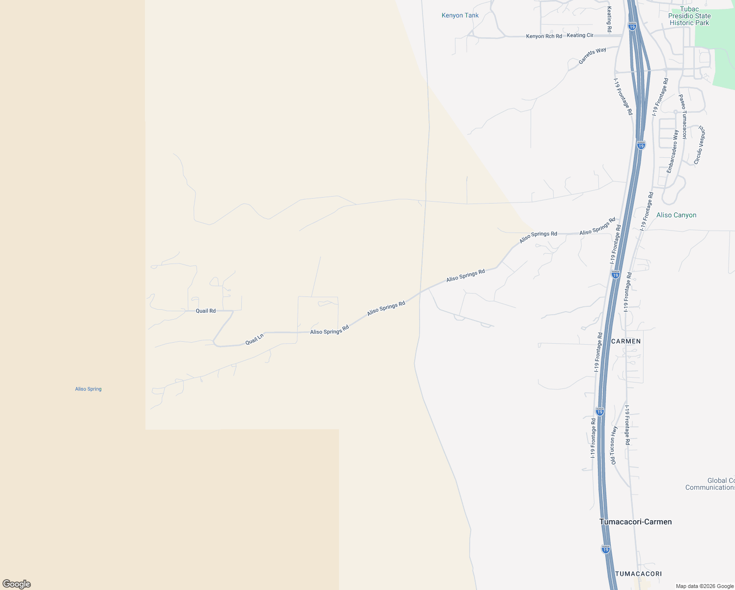 map of restaurants, bars, coffee shops, grocery stores, and more near Aliso Springs Road in Tubac