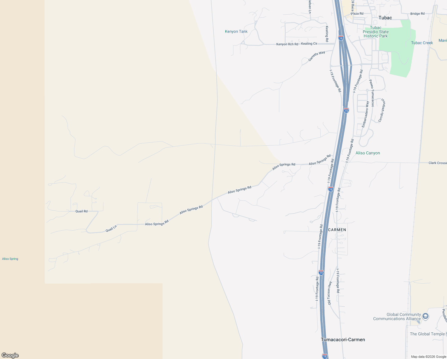 map of restaurants, bars, coffee shops, grocery stores, and more near El Paso Gasline Srv Road in Tubac