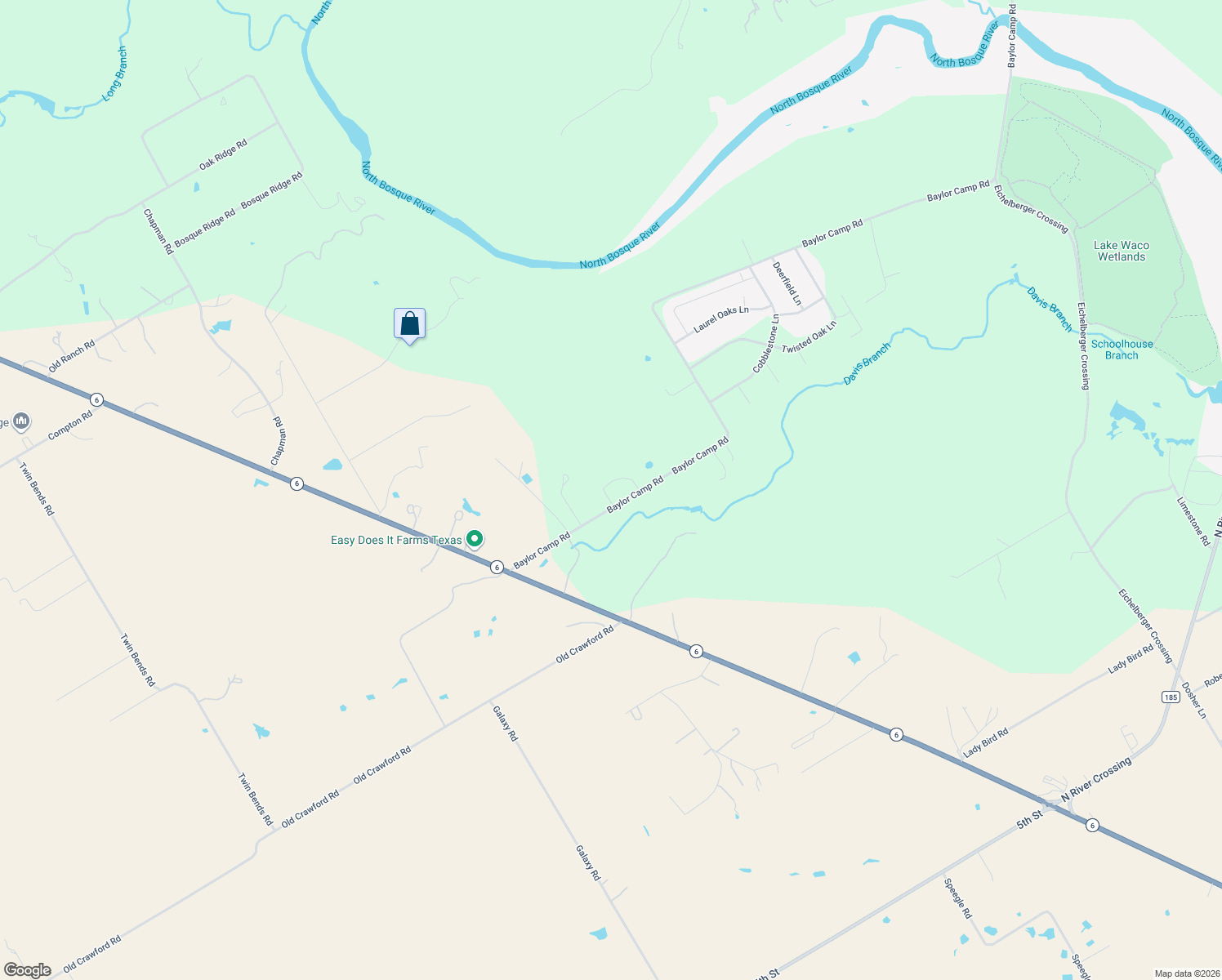 map of restaurants, bars, coffee shops, grocery stores, and more near 4732 Baylor Camp Rd in Crawford
