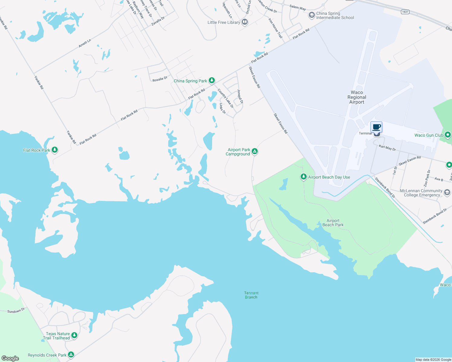 map of restaurants, bars, coffee shops, grocery stores, and more near 8300 Jonquil in Waco
