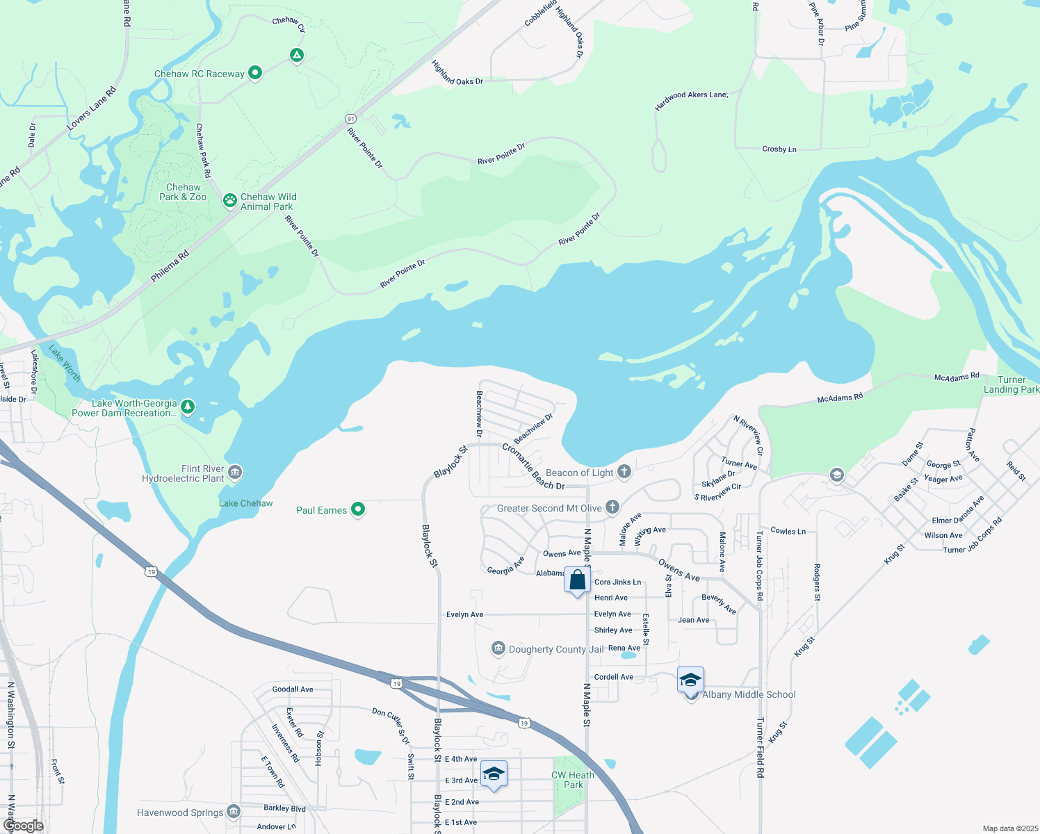 map of restaurants, bars, coffee shops, grocery stores, and more near 1218 Towering Pines Lane in Albany