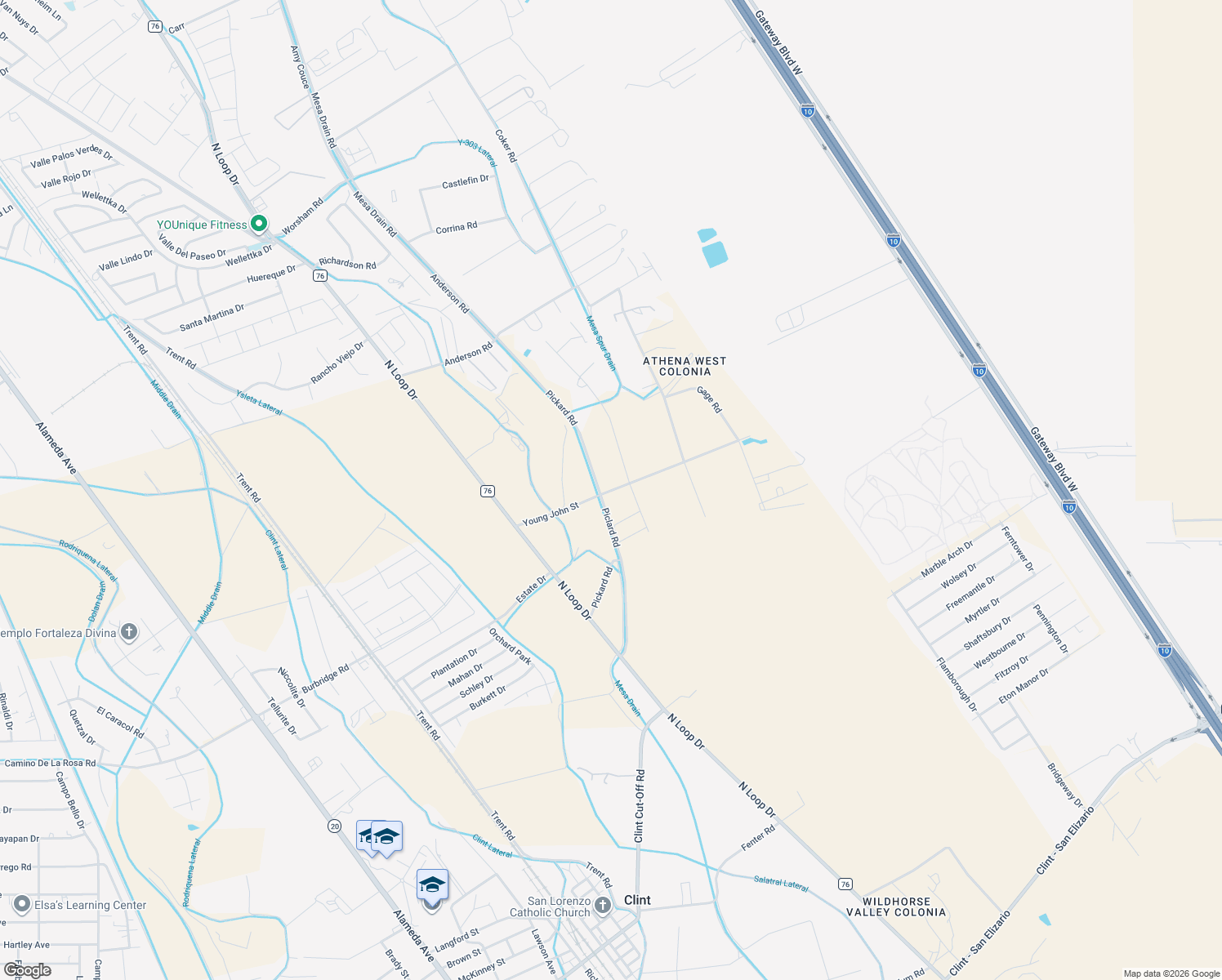 map of restaurants, bars, coffee shops, grocery stores, and more near 737 Young John Street in Clint