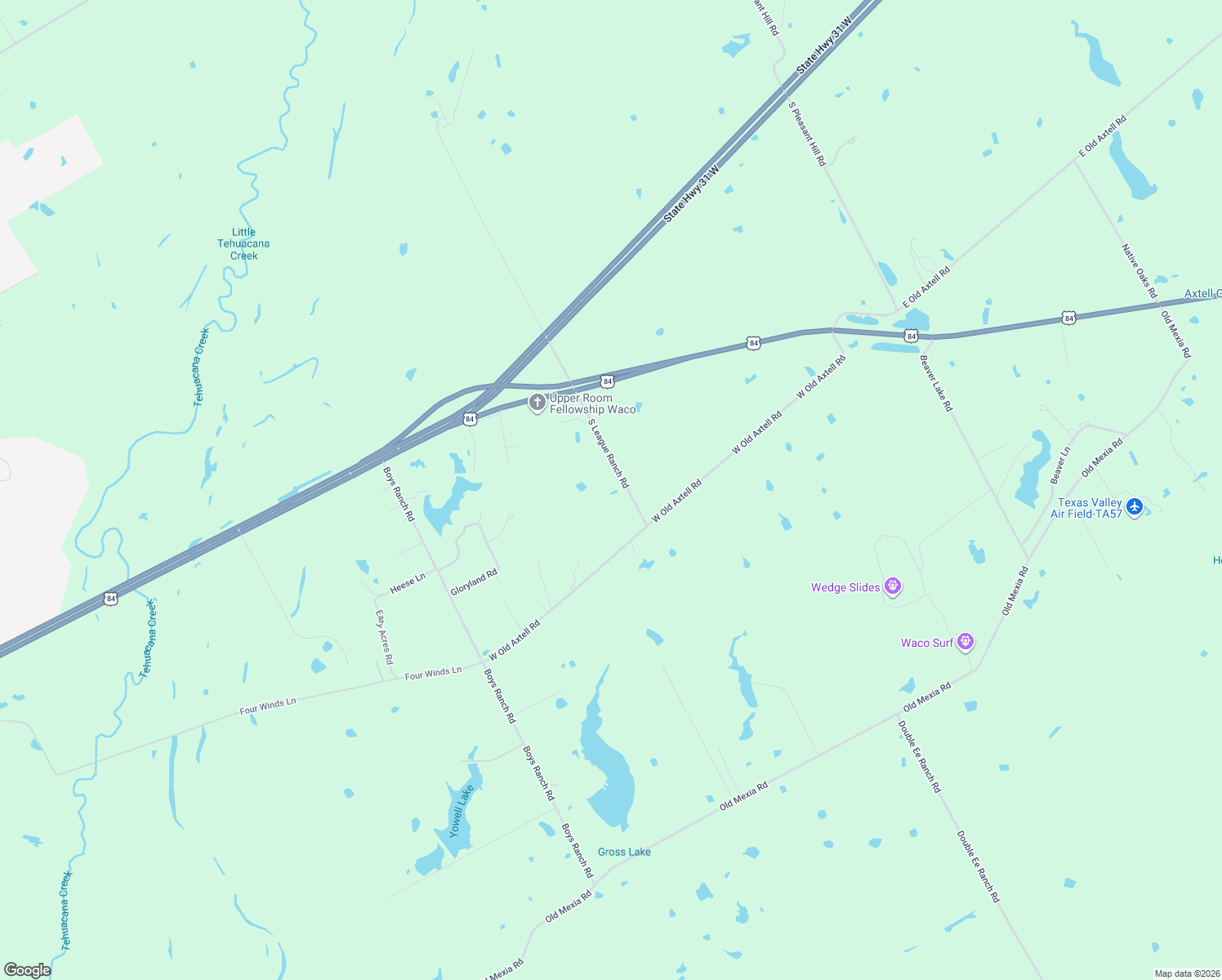 map of restaurants, bars, coffee shops, grocery stores, and more near 420 South League Ranch Road in Waco