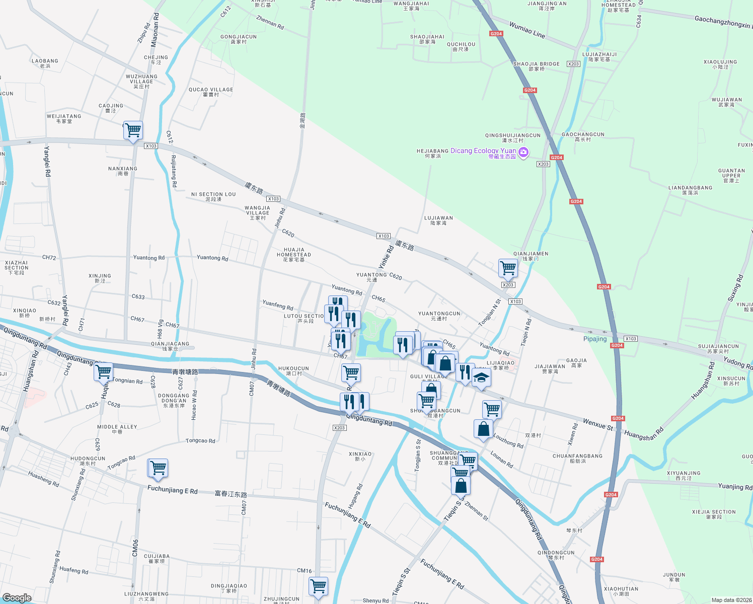 map of restaurants, bars, coffee shops, grocery stores, and more near in Suzhou