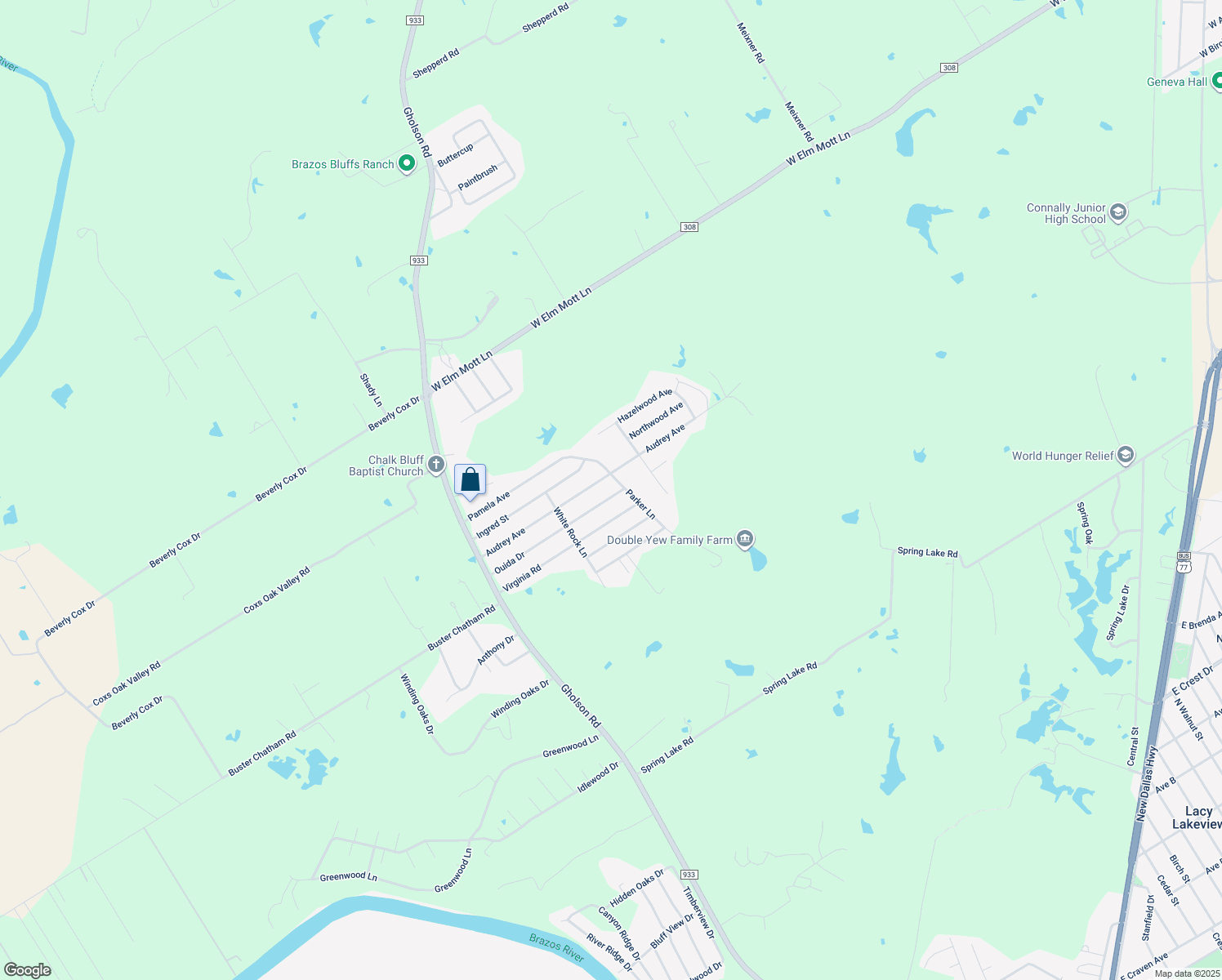 map of restaurants, bars, coffee shops, grocery stores, and more near 545 Ouida Dr in Waco