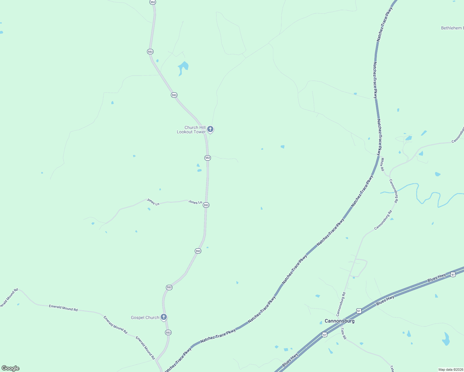 map of restaurants, bars, coffee shops, grocery stores, and more near Unnamed Road in Natchez