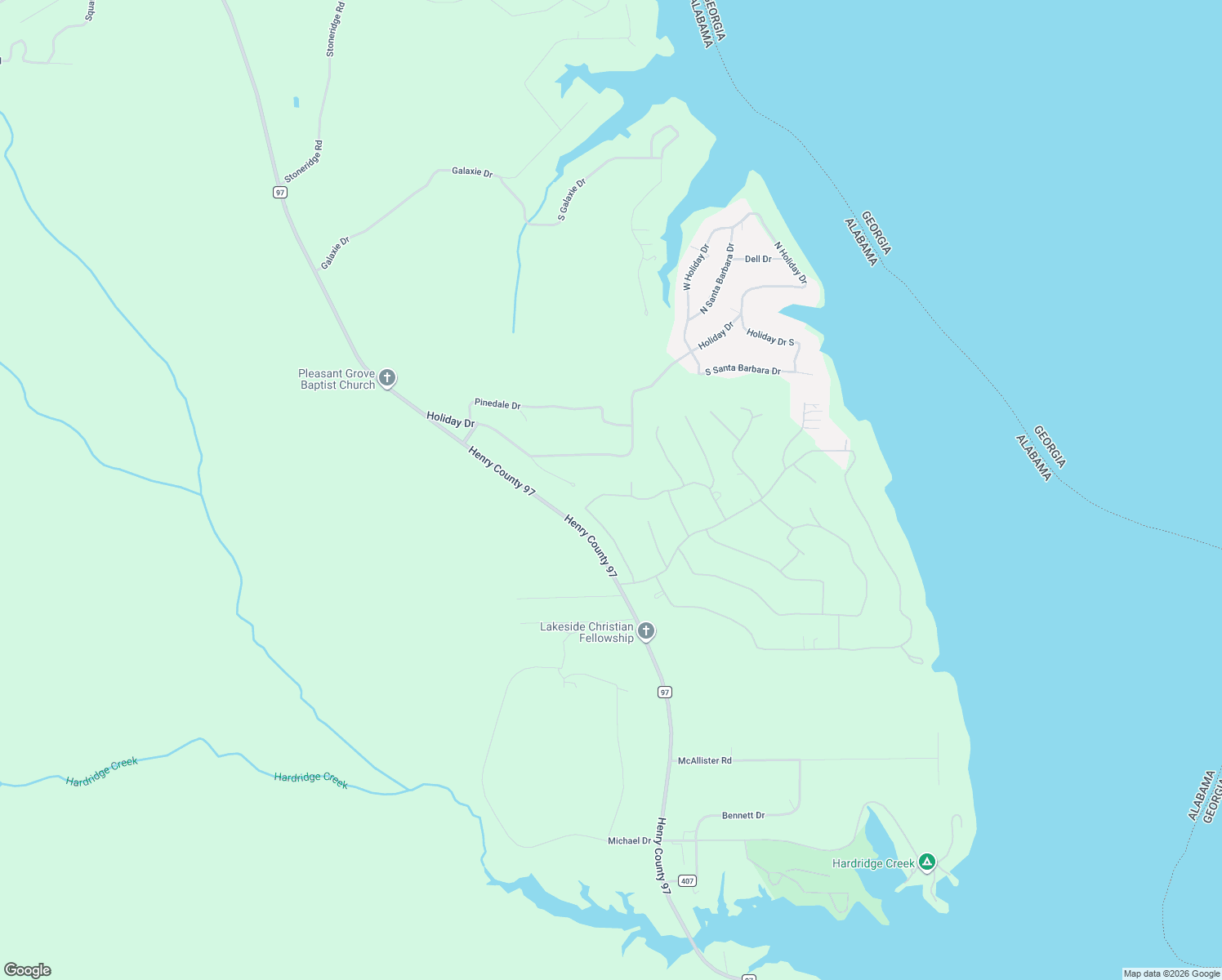 map of restaurants, bars, coffee shops, grocery stores, and more near 441 Woodland Drive in Abbeville
