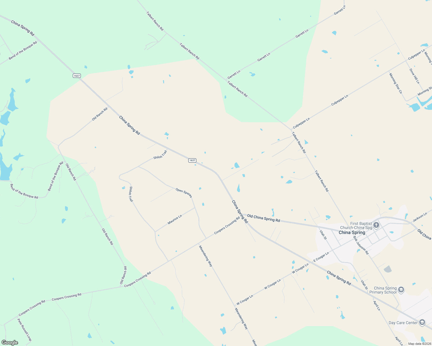 map of restaurants, bars, coffee shops, grocery stores, and more near 15656 China Spring Road in China Spring