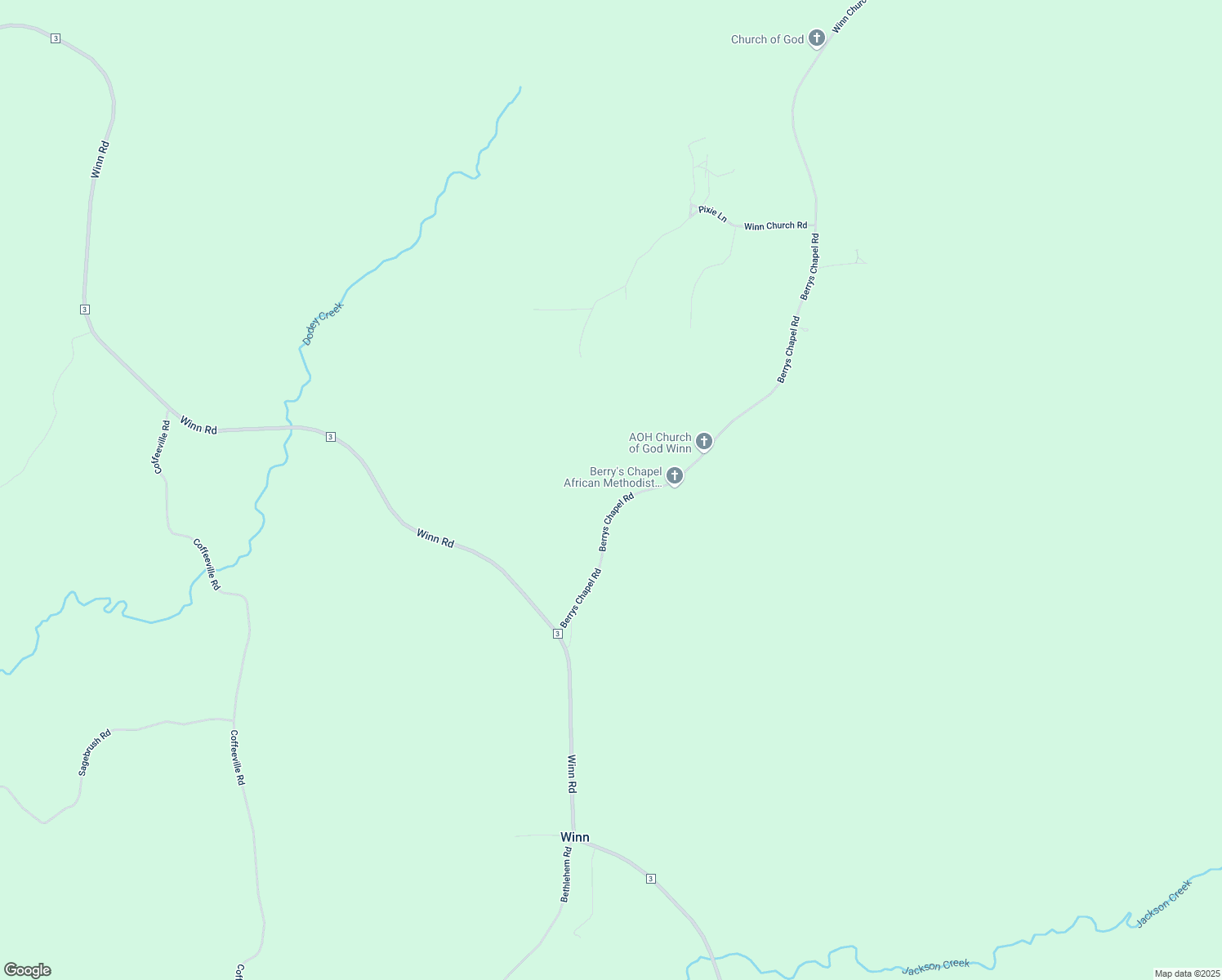 map of restaurants, bars, coffee shops, grocery stores, and more near 2596 Berrys Chapel Road in Jackson