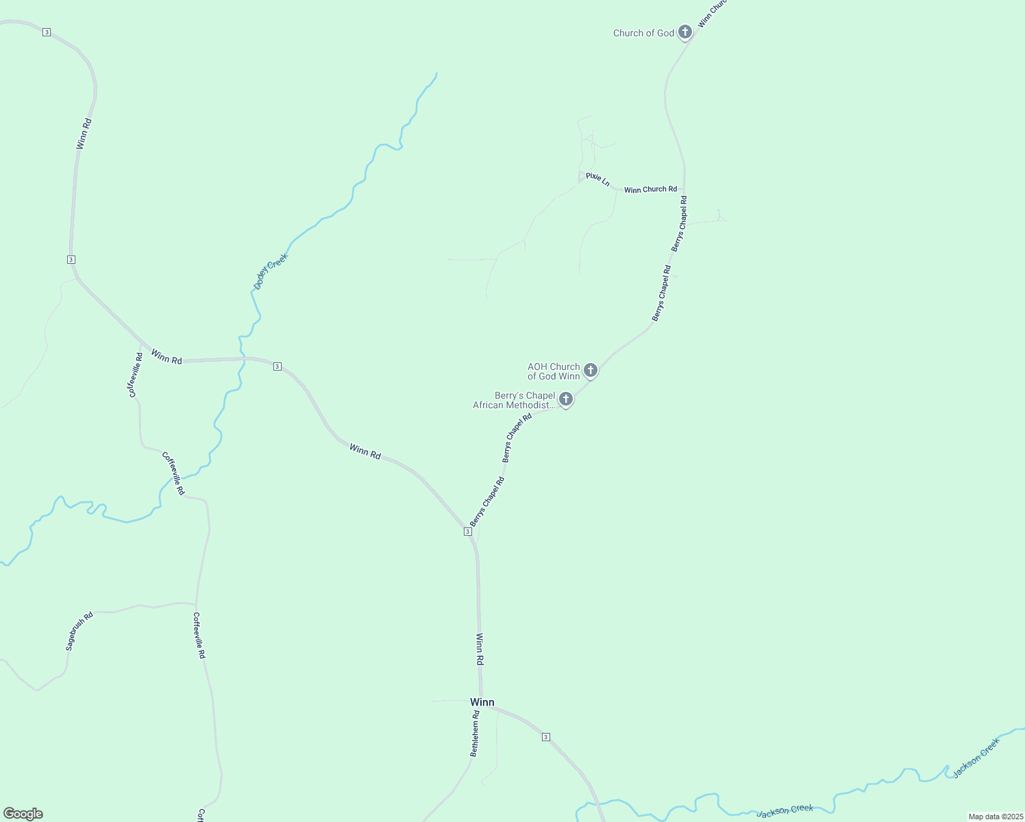 map of restaurants, bars, coffee shops, grocery stores, and more near 2596 Berrys Chapel Road in Jackson