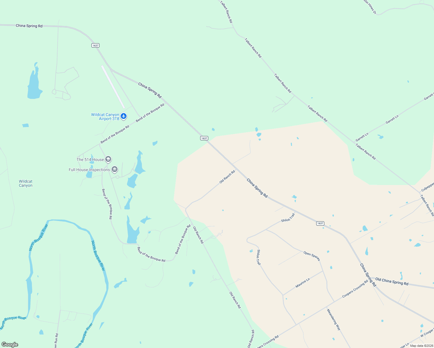 map of restaurants, bars, coffee shops, grocery stores, and more near 1873 Old Ranch Rd in China Spring