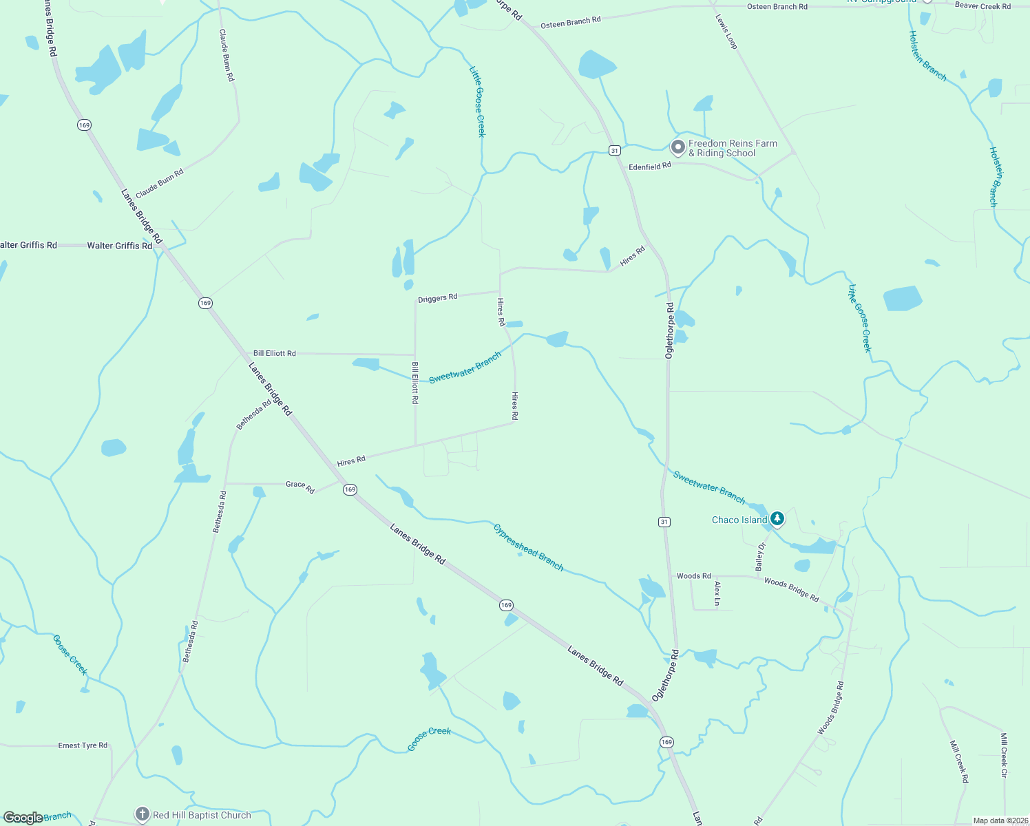 map of restaurants, bars, coffee shops, grocery stores, and more near 919 Hires Road in Jesup