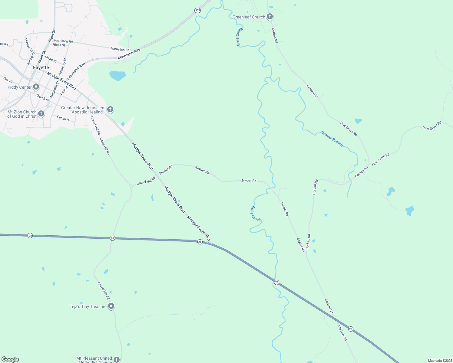 map of restaurants, bars, coffee shops, grocery stores, and more near 97 Snyder Road in Fayette
